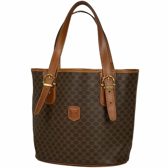 Celine Macadam Pattern Canvas Bucket Tote Handbag Brown - Picture 1 of 6